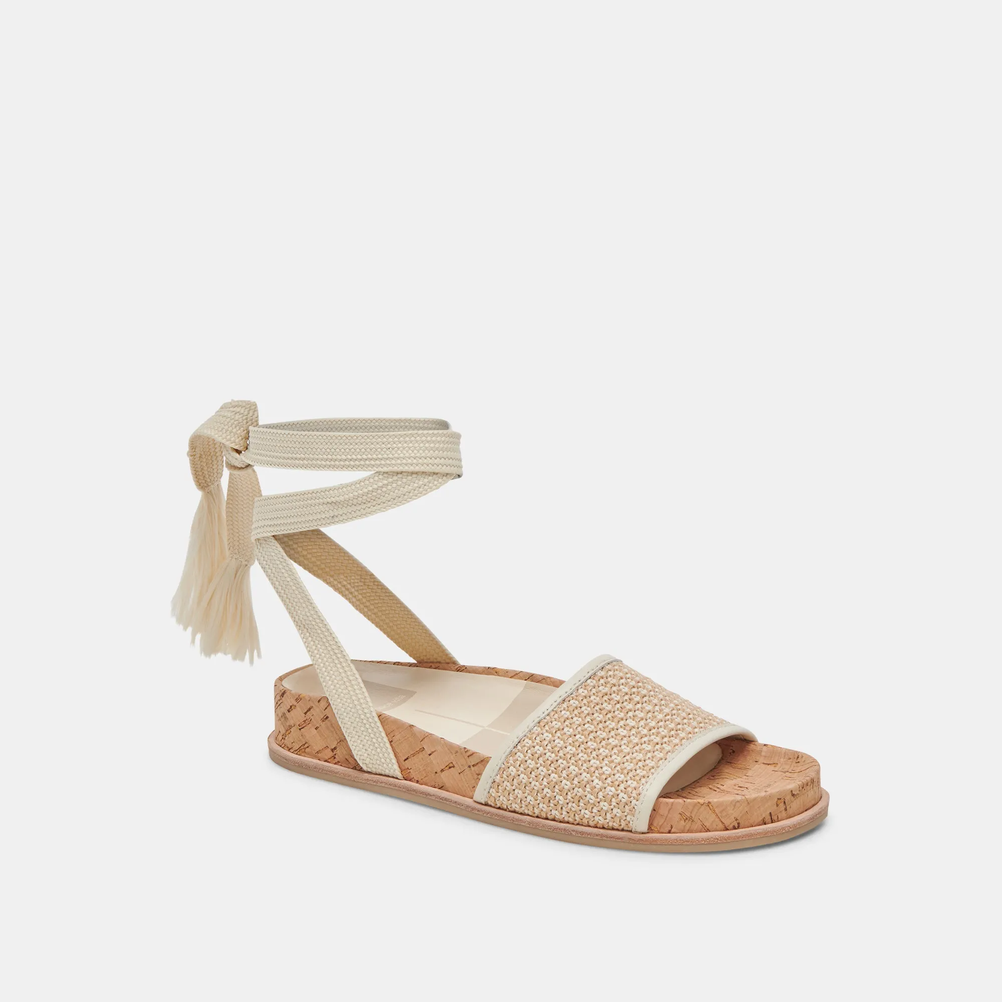 SALACY SANDALEN WEIß NATUR RAFFIA
