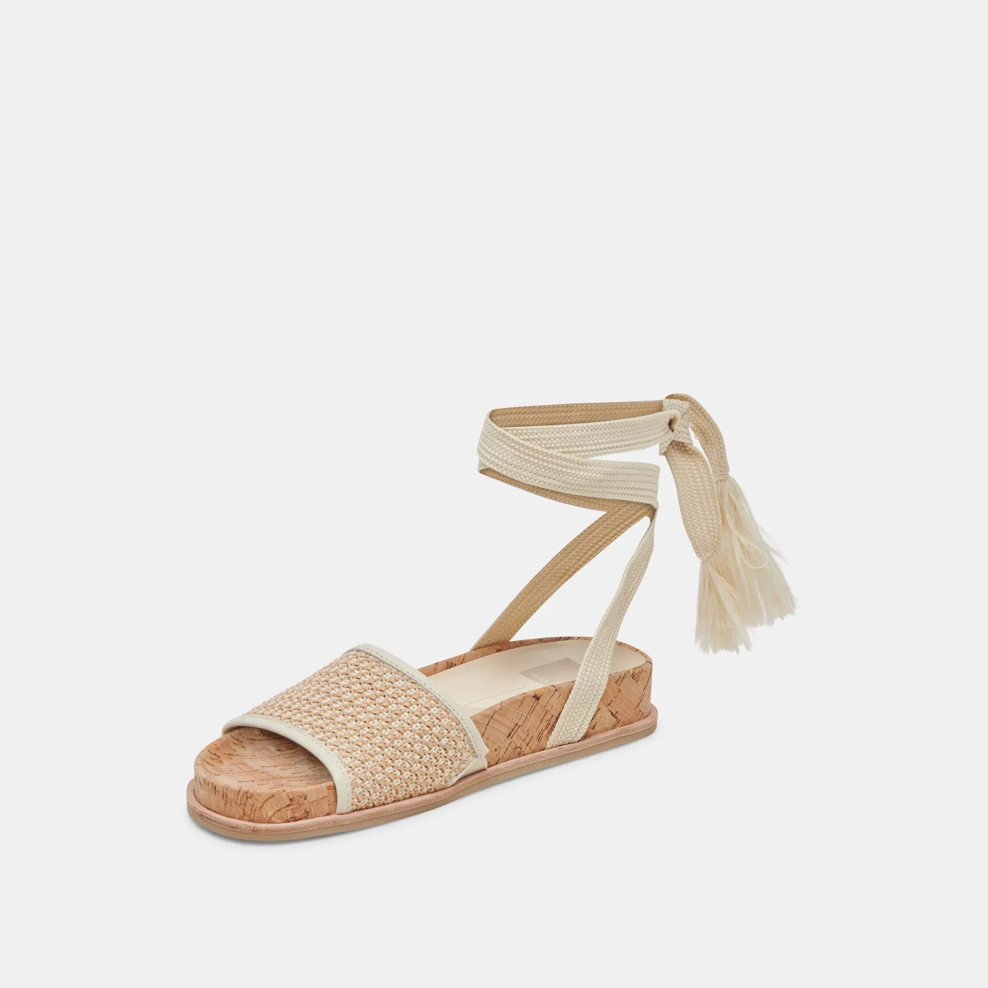 SALACY SANDALEN WEIß NATUR RAFFIA