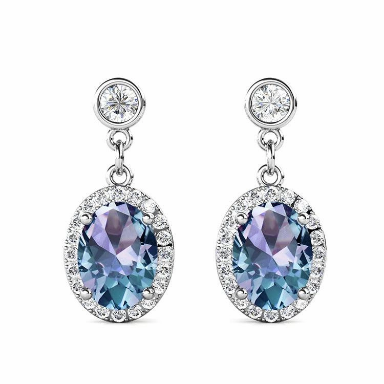 SAN Clamosan Diamond Natural Topaz Alexandre Stone S925 Sterling Silver Stud Earrings