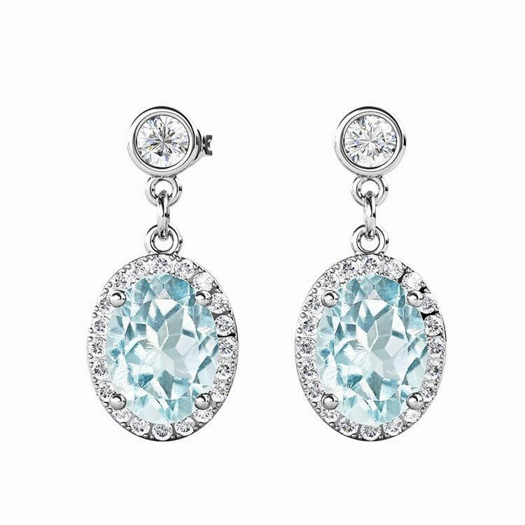 SAN Clamosan Diamond Natural Topaz Alexandre Stone S925 Sterling Silver Stud Earrings