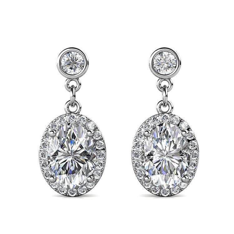 SAN Clamosan Diamond Natural Topaz Alexandre Stone S925 Sterling Silver Stud Earrings
