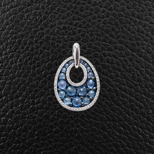 Sapphire &amp; Diamond Oval Shaped Pendant