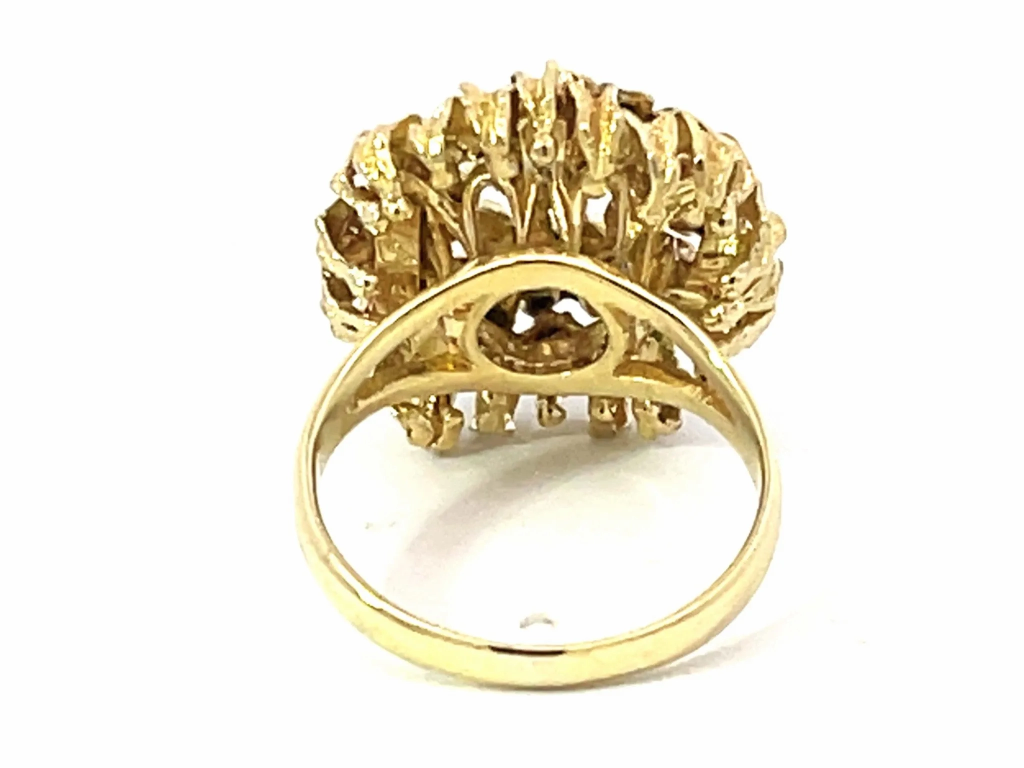 Sapphire Green Enamel Flowers Flower Ring Solid 18k Yellow Gold