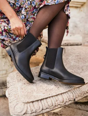 Geheime vegane Leder Chelsea Stiefel | Schwarz