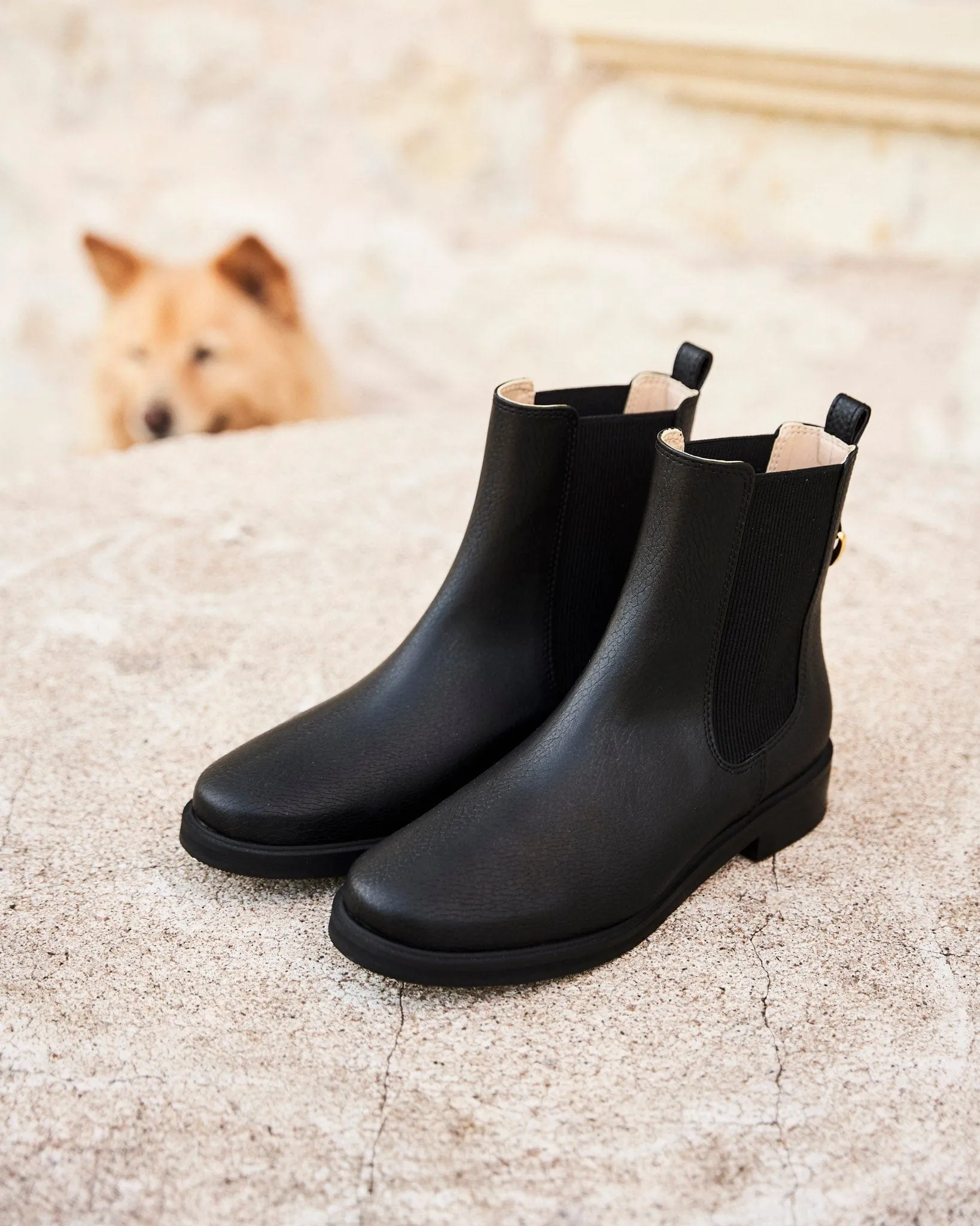 Geheime vegane Leder Chelsea Stiefel | Schwarz