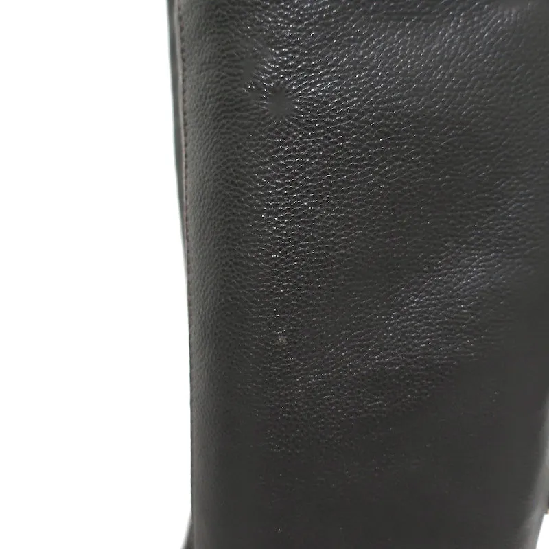 Sergio Rossi Over-the-Knee Flache Stiefel Dunkelbraun Geprägtes Leder Größe 37