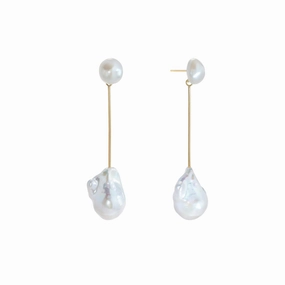 Shashi Petunia Pearl Earring Pearl Vermeil on Sterling Silver 