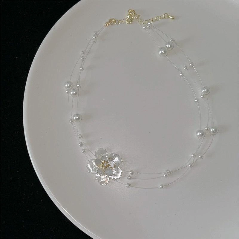 Shell Flower Pearl Clavicle Chain Female