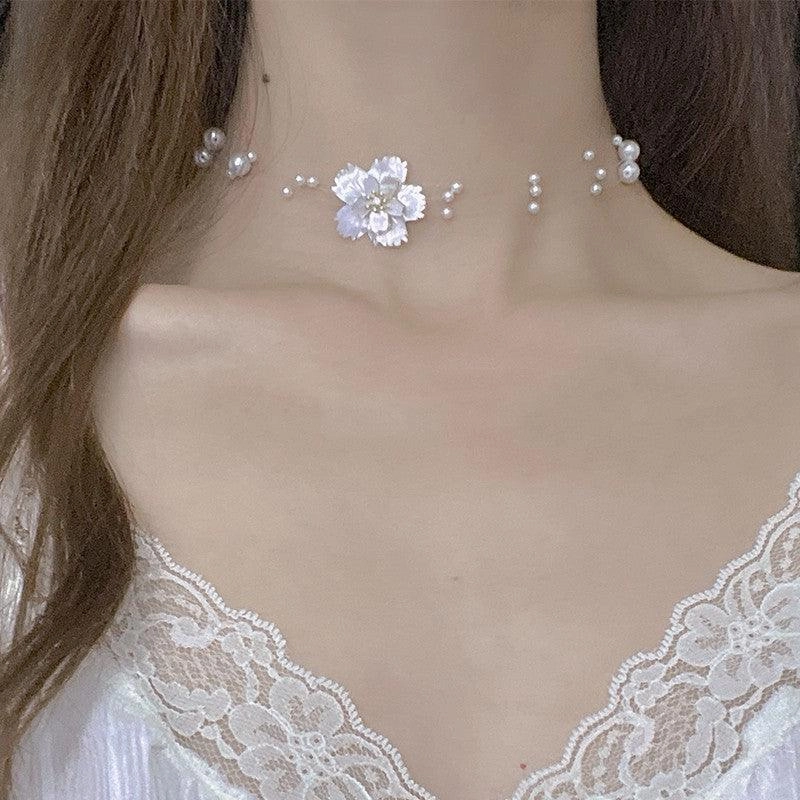 Shell Flower Pearl Clavicle Chain Female