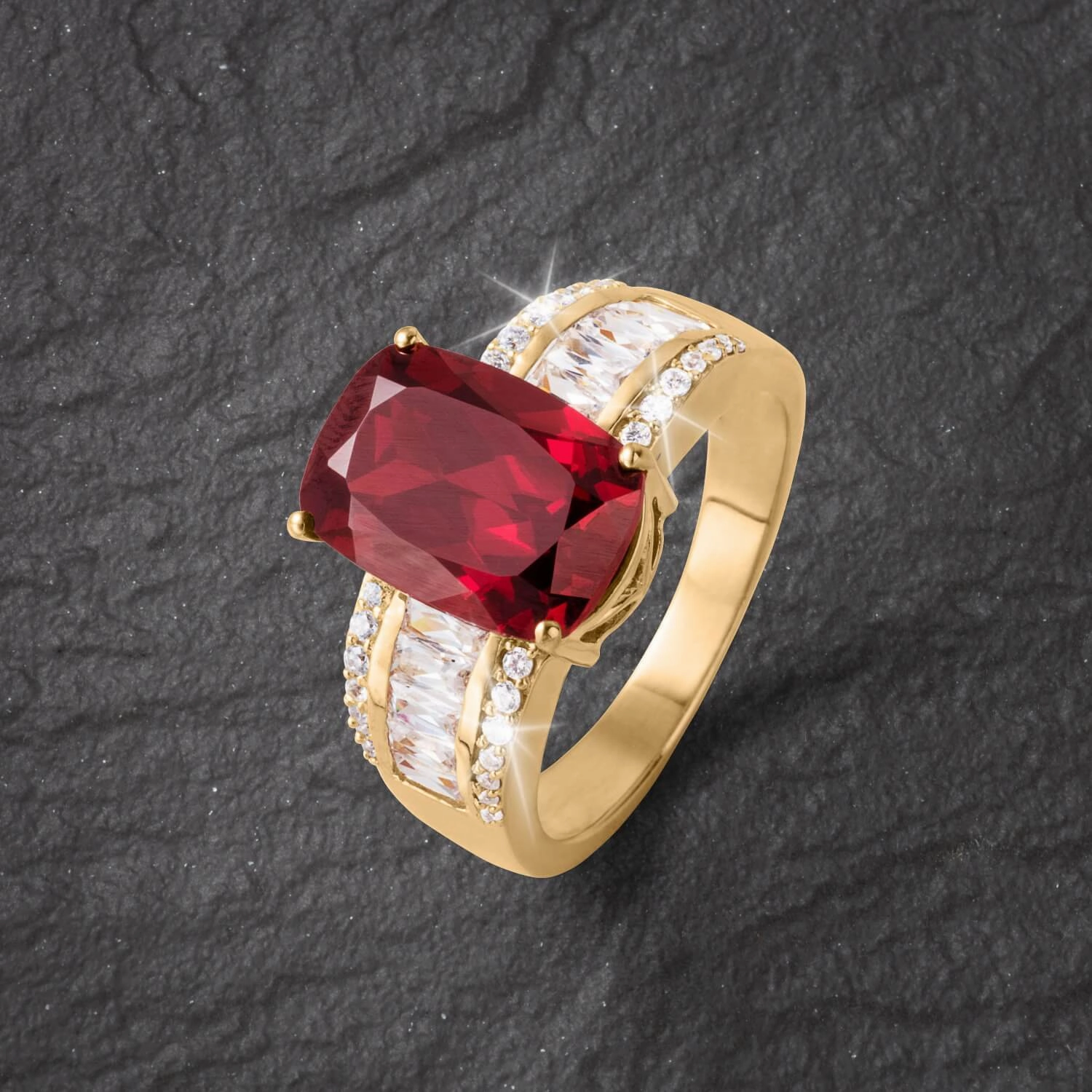 Shield Garnet Ring