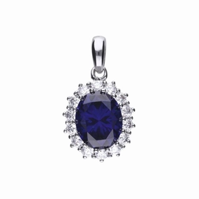 Sil-Cz-Sapp Clust Pend Ch texture-silver-ornament  