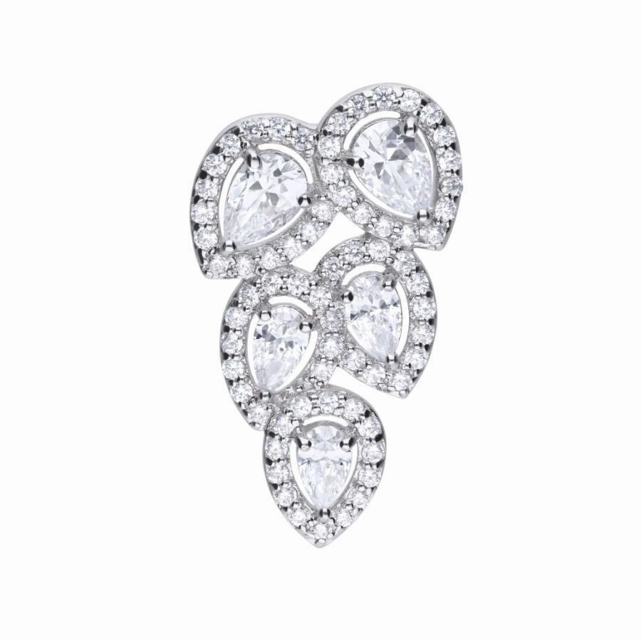 Silver 5-Pear Shaped Cubic Zirconia Cluster Pendant texture-silver-ornament  