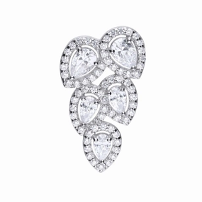 Silver 5-Pear Shaped Cubic Zirconia Cluster Pendant texture-silver-ornament  