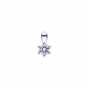 Silver 6-Claw Cubic Zirconia Solitaire Pendant texture-silver-ornament  