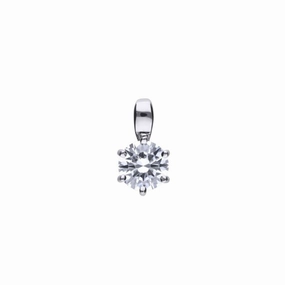 Silver 6-Claw Cubic Zirconia Solitaire Pendant texture-silver-ornament  