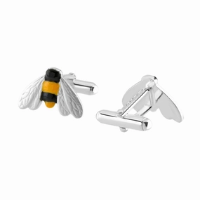 Silver & Enamel Bee Cufflinks texture-silver-ornament  