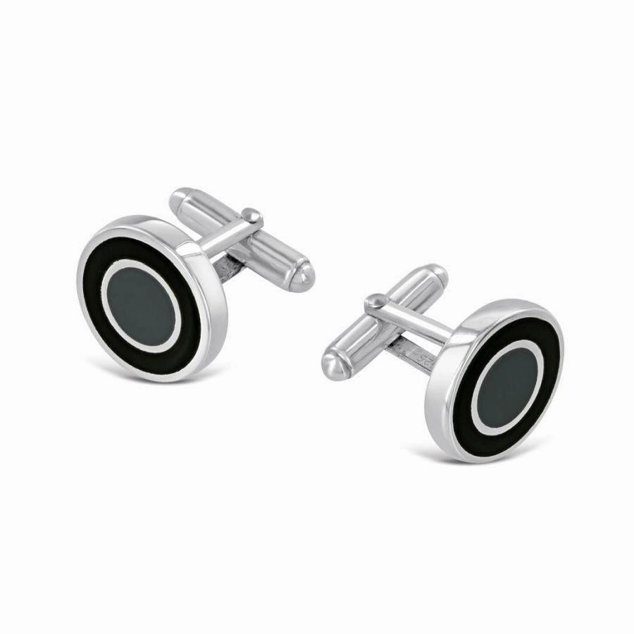 Silver & Enamel Circular Cufflinks texture-silver-ornament  
