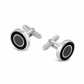 Silver & Enamel Circular Cufflinks texture-silver-ornament  