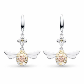 Silver & Gold Plate Blossom Flyte Queen Bee Drop Earrings texture-silver-ornament  