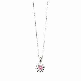 Silver & Pink Enamel Daisy Pendant texture-silver-ornament  