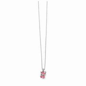 Silver & Pink Enamel Diamond Set Fox Pendant texture-silver-ornament  