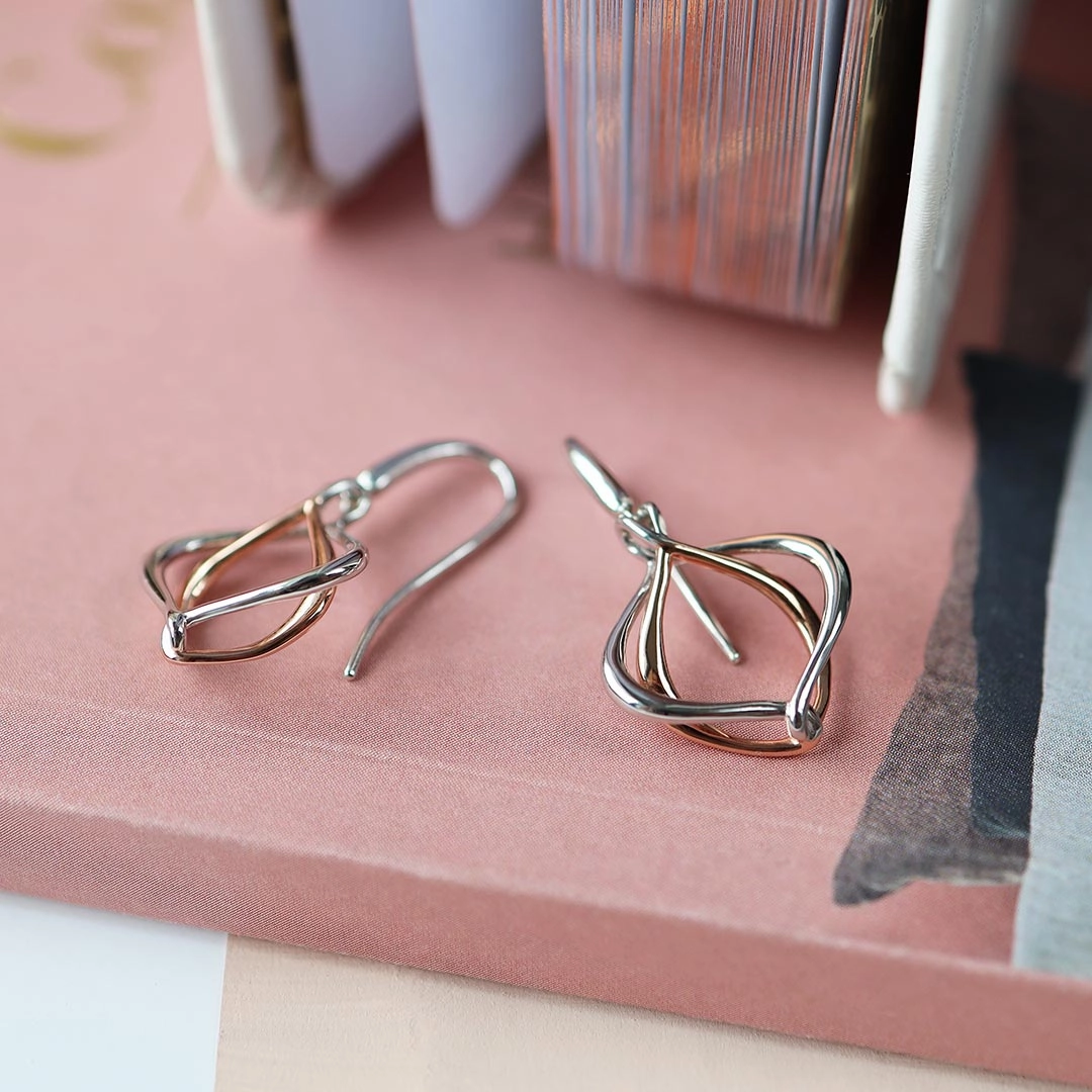 Silver & Rose Gold Plated Alicia Grande Drop Earrings