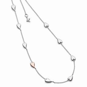 Silver & Rose Gold Plated Desire Kiss Blush Heart Station Necklace texture-silver-ornament  