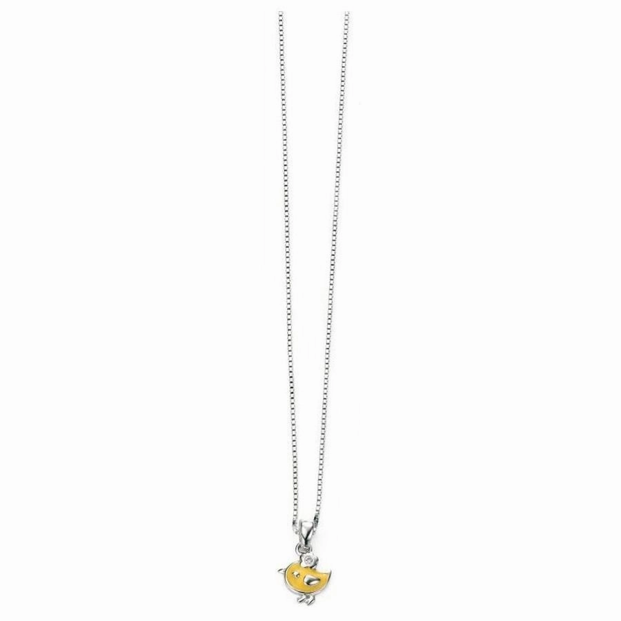 Silver & Yellow Enamel Diamond Set Chick Pendant texture-silver-ornament  