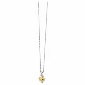 Silver & Yellow Enamel Diamond Set Chick Pendant texture-silver-ornament  