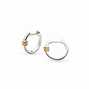 Silver & Yellow Gold Plated Marina Rope Bar Hoop Earrings texture-silver-ornament  