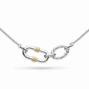 Silver & Yellow Gold Plated Marina Rope Link Duo Golden 18" Necklet texture-silver-ornament  