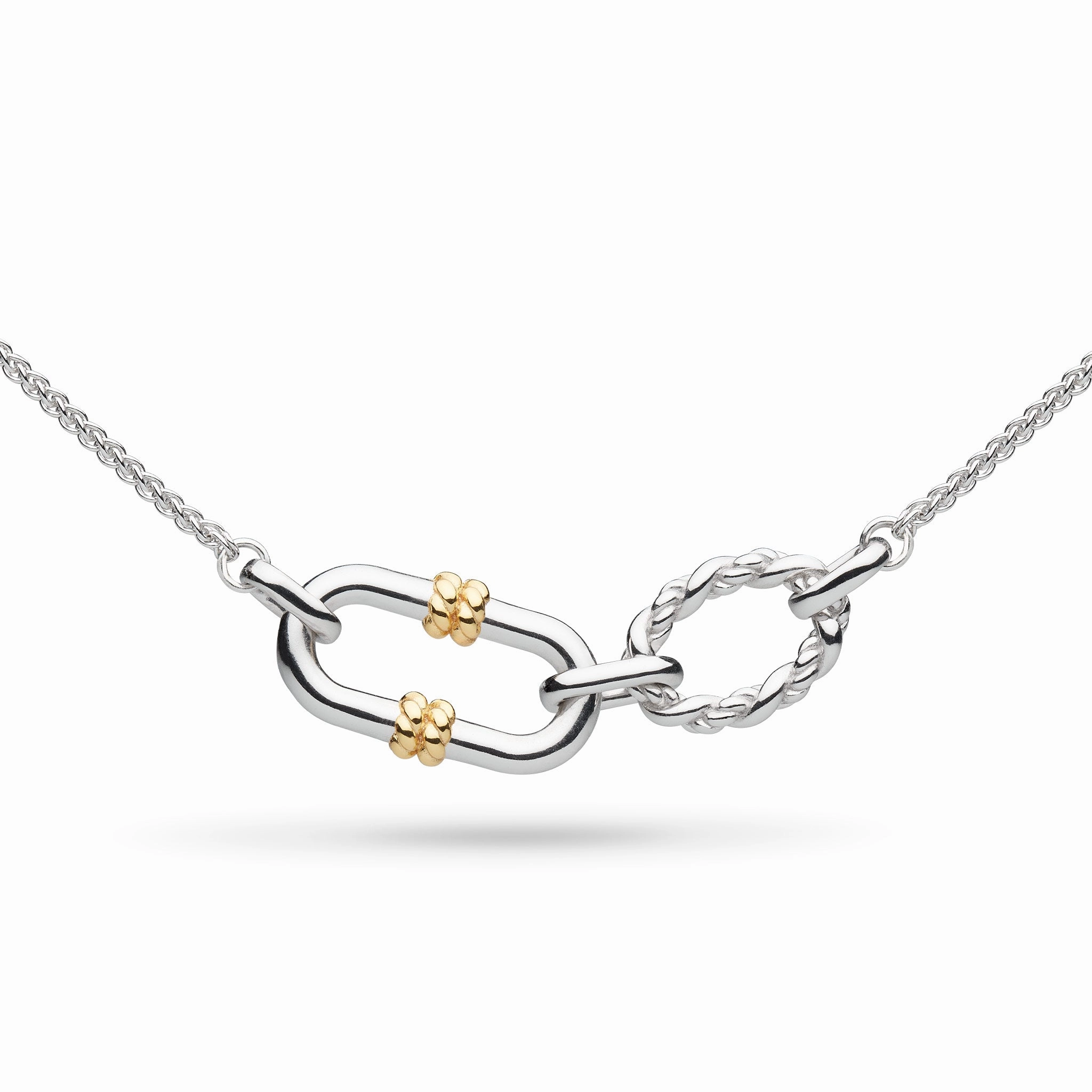 Silver & Yellow Gold Plated Marina Rope Link Duo Golden 18" Necklet texture-silver-ornament  