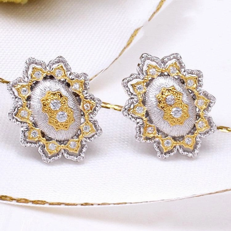 Silver And Gold Plated Snowflake Split Colour Earrings