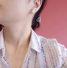 Silver And Gold Plated Snowflake Split Coloured Earrings 