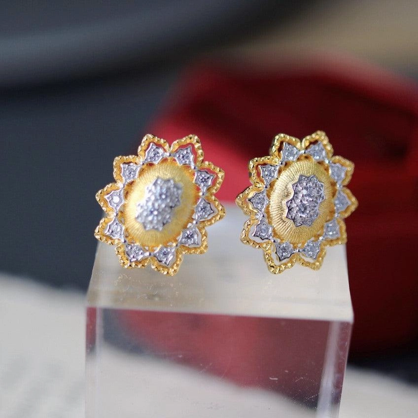 Silver And Gold Plated Snowflake Split Coloured Earrings