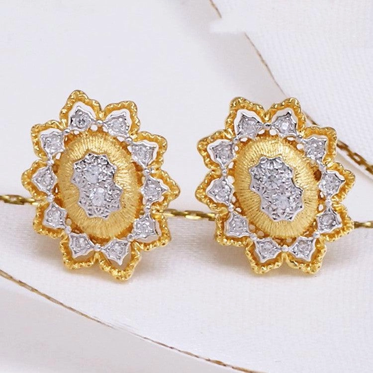 Silver And Gold Plated Snowflake Split Coloured Earrings