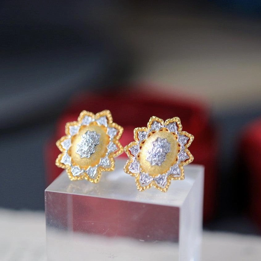 Silver And Gold Plated Snowflake Split Coloured Earrings