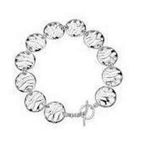 Silver Arabesque Enlaced Disc Bracelet texture-diamond  
