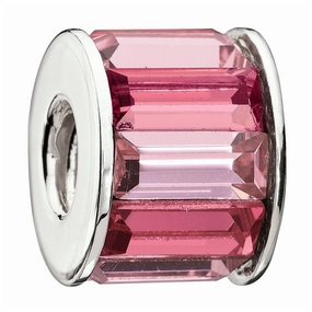 Silver bead - Baguette - pink texture-silver-ornament  
