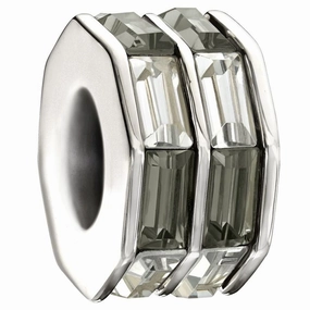 Silver bead - Double baguette - black & white texture-silver-ornament  