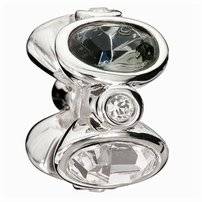 Silver bead - Majestic ovals - black & white texture-silver-ornament  