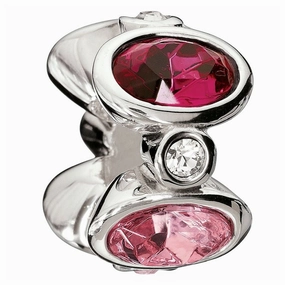 Silver bead - Majestic ovals - Pink texture-silver-ornament  