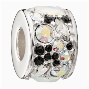 Silver bead - Mosaic - Black & white crystal texture-silver-ornament  