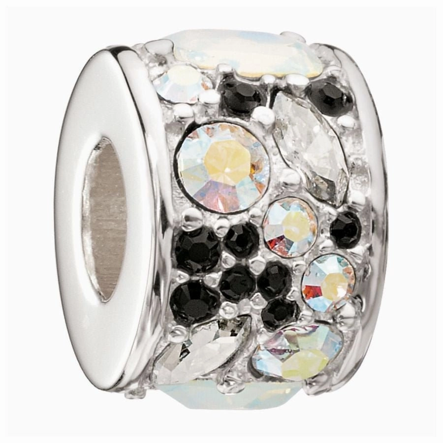 Silver bead - Mosaic - Black & white crystal texture-silver-ornament  