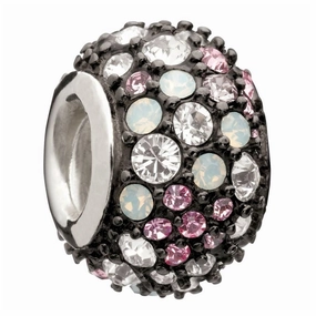 Silver Bead - pink & black jewelled kaleidoscope texture-silver-ornament  