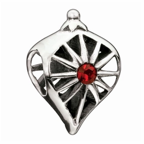 Silver bead - red crystal bauble - Glorious texture-silver-ornament  