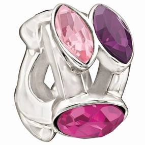 Silver bead - Splendid Marquise - pink & purple texture-silver-ornament  