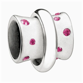 Silver bead - Stella - Fuchsia crystal texture-silver-ornament  