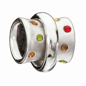 Silver bead - Stella - green, brown, red crystal texture-silver-ornament  