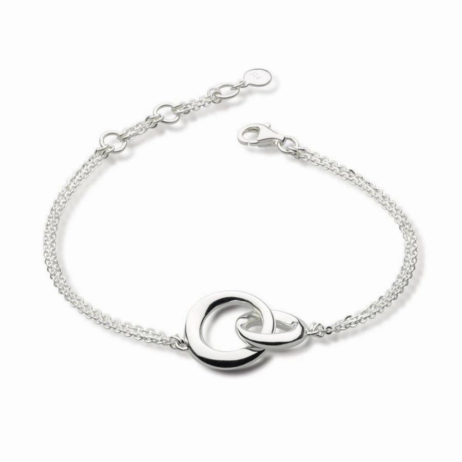 Silver Bevel Cirque Double Link Bracelet texture-silver-ornament  